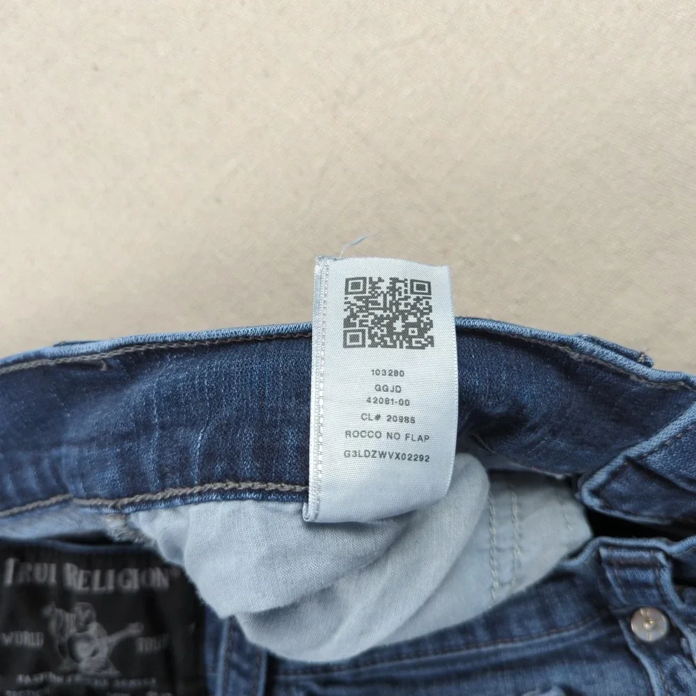 True Religion Jeans Mens 33x31 Blue Rocco Relaxed Skinny Stretch Casual Preppy